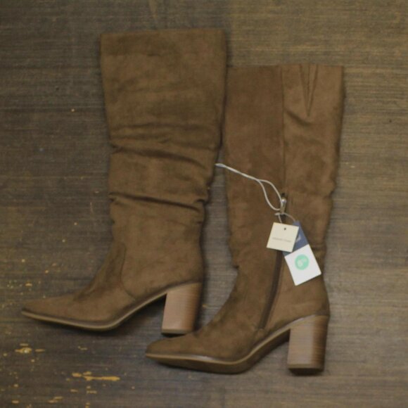 NWT Universal Thread Faux Suede Junie Tall Boots 90975015 Taupe Brown 8.5M - Picture 4 of 11